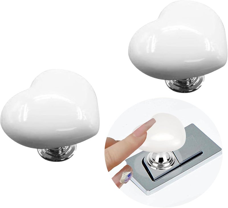 CIXVOEMK Toilet Flush Assistant,Top Push Button Helper for Long Nails (2PCS-White) - Image 1
